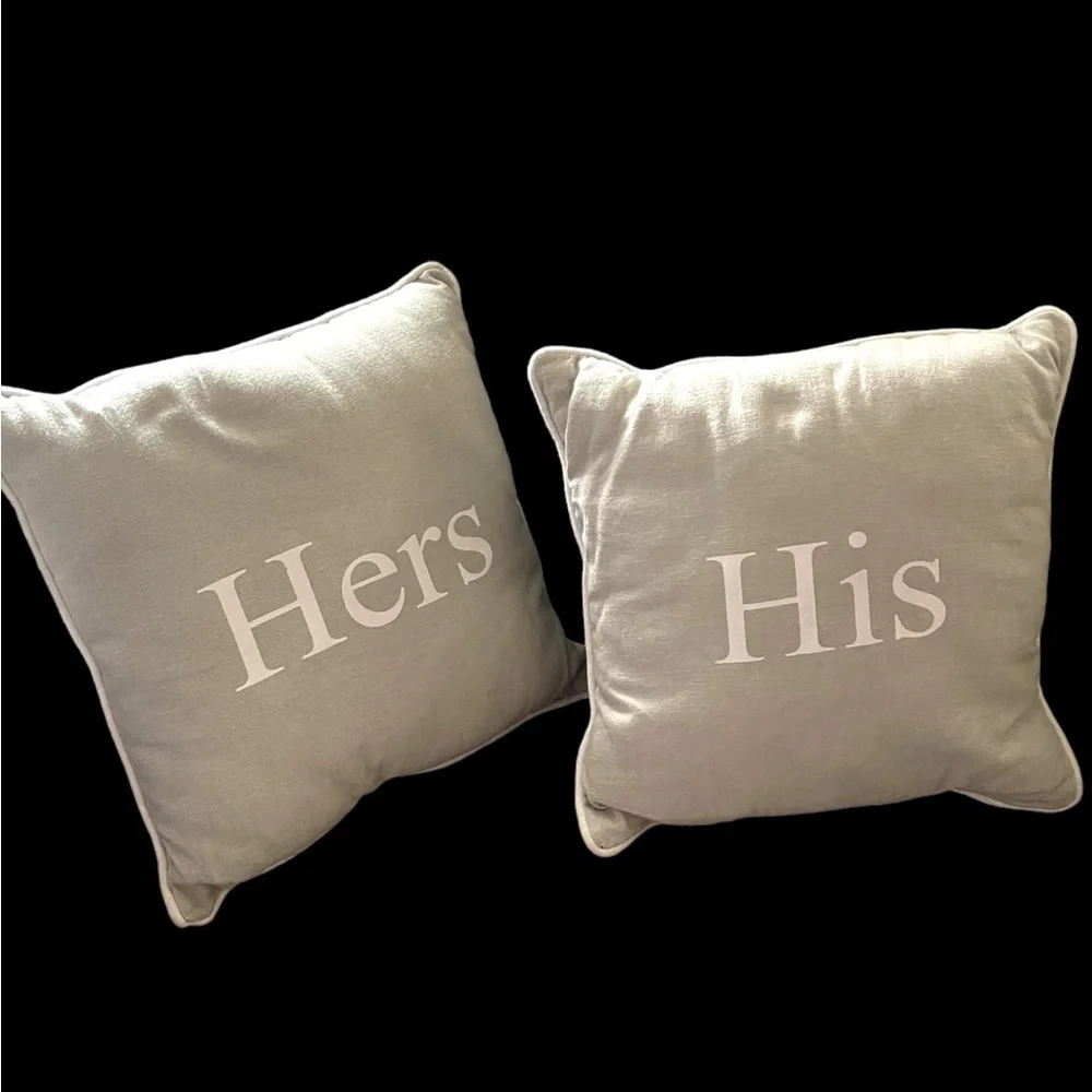 His & Hers Grey and White Accent Pillows